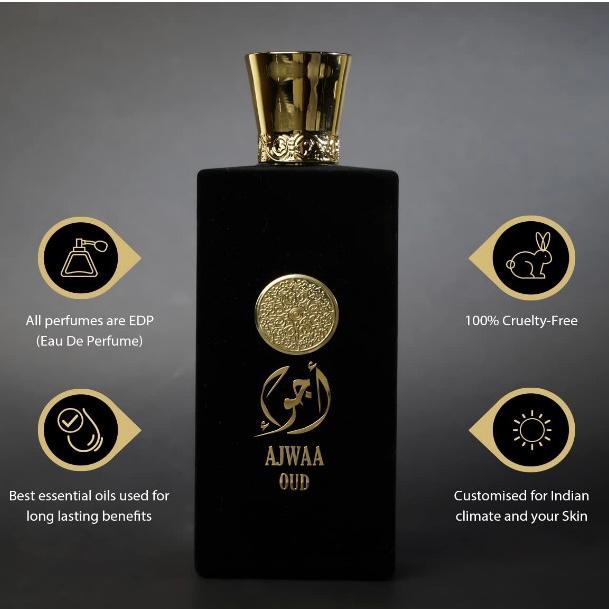 Ajwa Oud Unisex Perfume – Long Lasting Arabic Fragrance Inspired by Ajwa Dates & Pure Oud | Luxurious Sweet Woody Scent for Men & Women -100ml