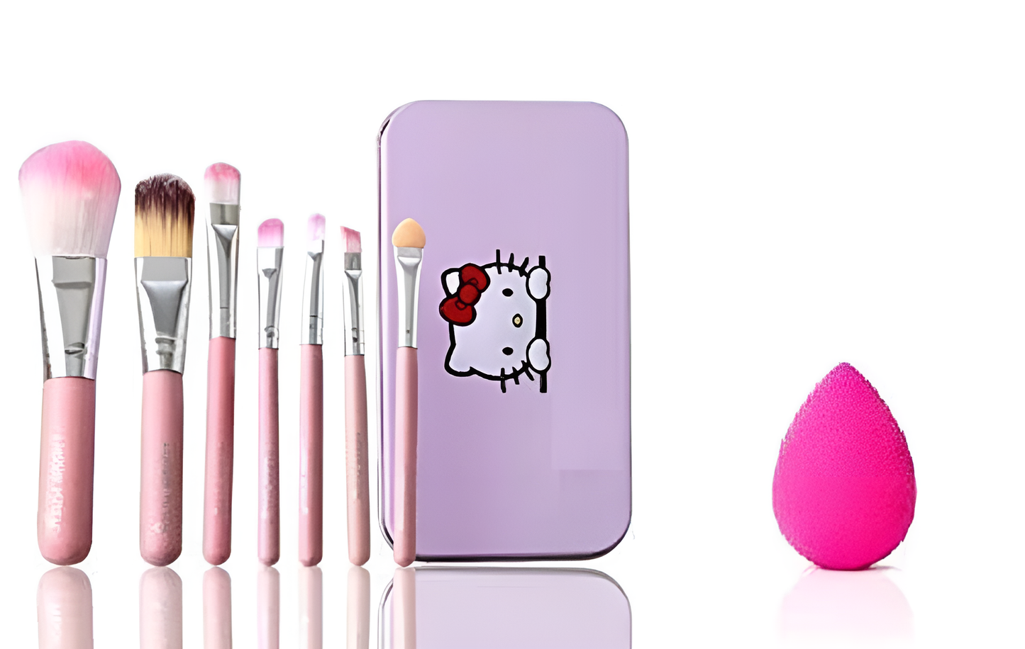 07 PCs Kitty Style Brushes Makeup Brush Set | Complete Brush Kit for Professional and Beginner (Pink Color) image 0