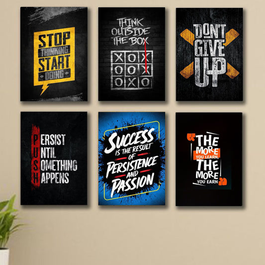 Set Of 6 Motivational Wooden Canvas Frames For Wall Decore / Sticky Phototiles Frames image 0