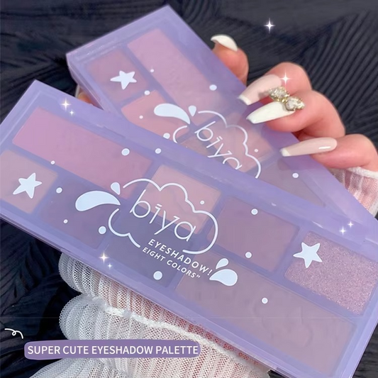 08 Colors Biya Star Flash Eight-Color Eye Shadow Palette Matte Pearl Light Fine Color Milk Tea Earth Niche Glitter Eye Shadow - 8 colors Korean Trending Eye Shadow Palette  image 0