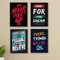 set of 4 Motivational sticky canvas frames for wall decore / sticky phototiles for office and home workplace image 0