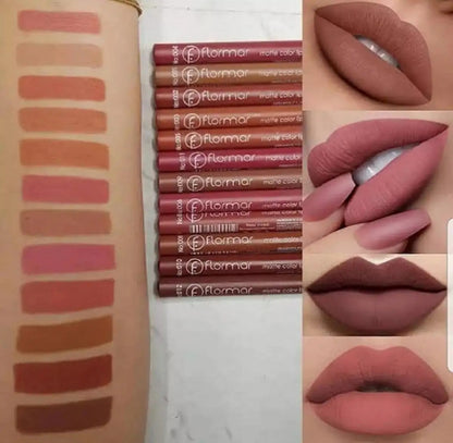 Set of 12/6 Pcs Matte Nude Colors Lip Liners Pigmented Lip Pencils image 0