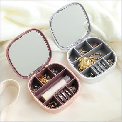 Small Jewellery Box, Jewellery Box, Portable Jewellery Box, Girls' Earrings, Cut Necklace Box, Can Be Placed in the Bag of the Bag at Home (Pink Or Silver Colors) (Random Colors) image 5