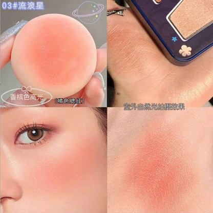 3 in 1 Colors Facial Blush Gradual Powder Blusher Shimmer Highlighter Three-dimensional Brightening Powder Blusher Palette - Biya Korean Highlighter &amp; Blush Palette image 7