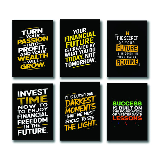 Set Of 6 Motivational Sticky Canvas Frames For Wall Decore / Sticky Phototiles image 0