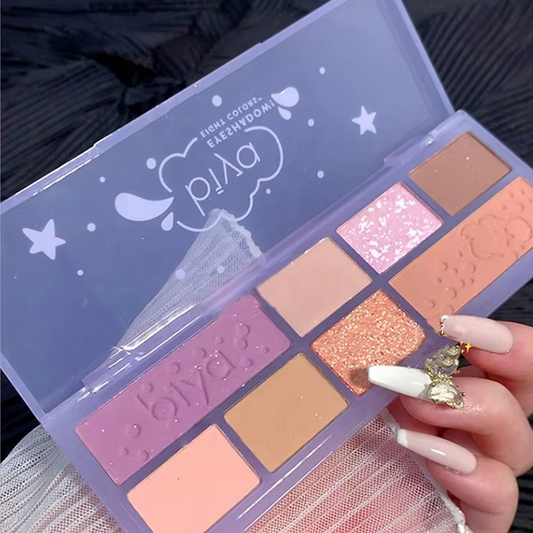 08 Colors Biya Star Flash Eight-Color Eye Shadow Palette Matte Pearl Light Fine Color Milk Tea Earth Niche Glitter Eye Shadow - 8 colors Korean Trending Eye Shadow Palette  image 1