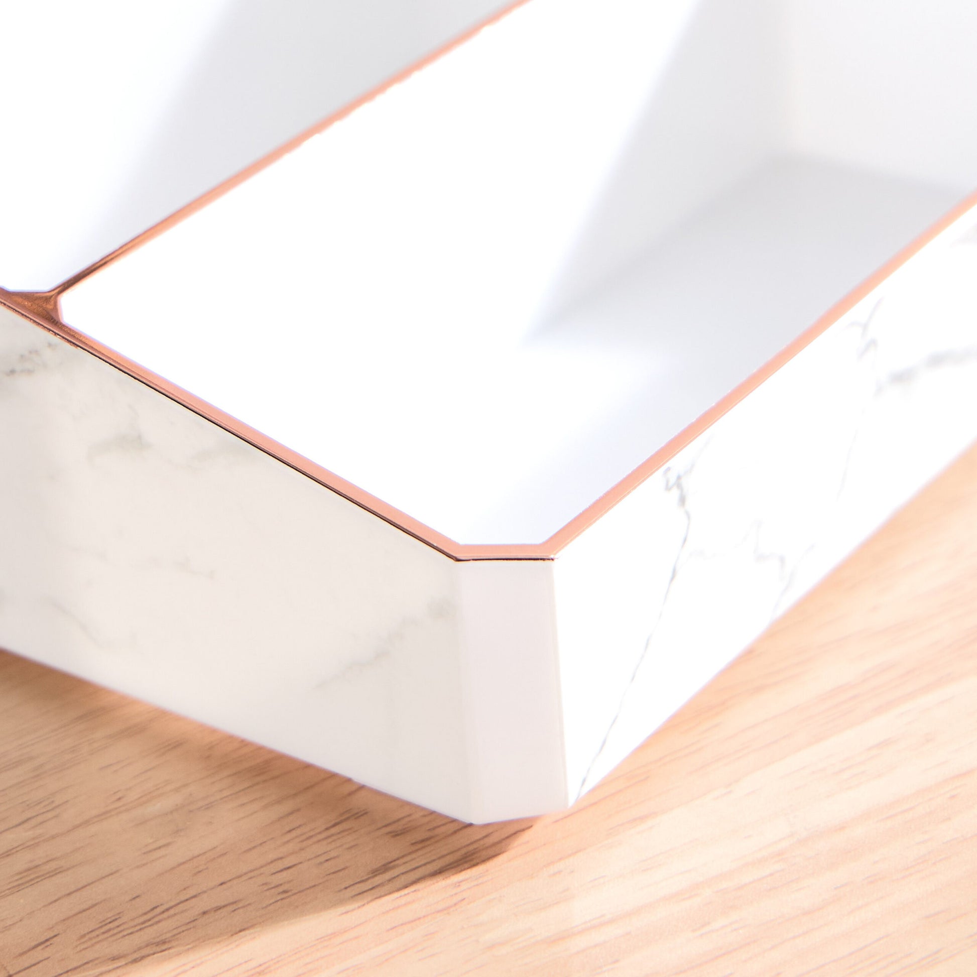 9 Compartment Marble Look Makeup Organiser | Marble Acrylic Makeup Organiser - Perfume Holder, Vanity Storage and Cosmetic Storage - White image 8