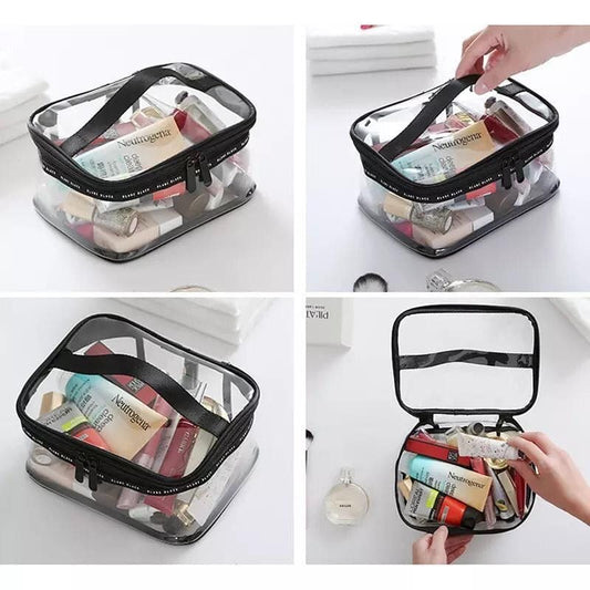 Clear Travel Makeup Bag – Waterproof, Portable, and Stylish Organizer for Cosmetics &amp; Toiletries - Transparent Clear Cosmetic Bag, Portable Toiletry Bag, Zipper Organizer, Transparent Travel Makeup Pouch - Random Color image 0