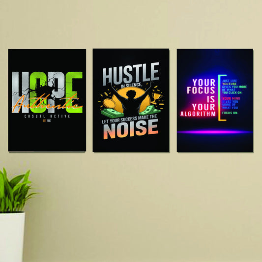 Set Of 3 Motivational Sticky Canvas Frames For Wall Decore / Sticky Phototiles image 0