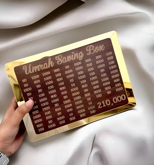 Umrah Saving Box - Box For Umrah Saving | Umrah Saving Box - Best Quality Umrah Saving Box - Umrah Saving Box Dark Brown, Wooden Money Box for Umrah - 210,000 image 0