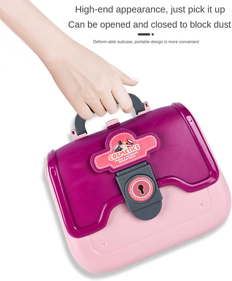 24 PCS Girls Fashion Beauty Salon Toys, Early Education Toys, Kids Makeup Kit, Dress Up Pretend Play with Toy Hairdryer, Comb, Portable Case, Premium Gifts for Toddler Girls (Cosmetic bag) image 4