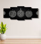 Set of 5Pcs Islamic calligraphy Qul and ayat ul kursi wall frame, home decor black. image 0