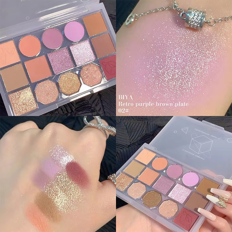 Biya Makeup High Pigmented Eyeshadow Palette Makeup Cosmetics 15 Colors Powder Glitter Eyeshadow Palette image 11