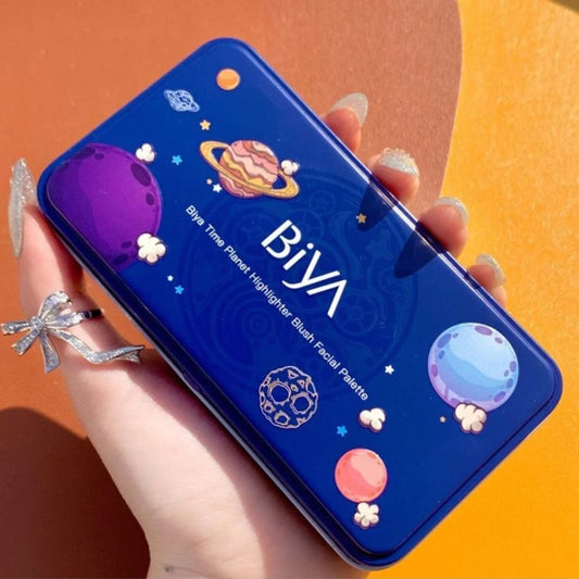 3 in 1 Colors Facial Blush Gradual Powder Blusher Shimmer Highlighter Three-dimensional Brightening Powder Blusher Palette - Biya Korean Highlighter &amp; Blush Palette image 0