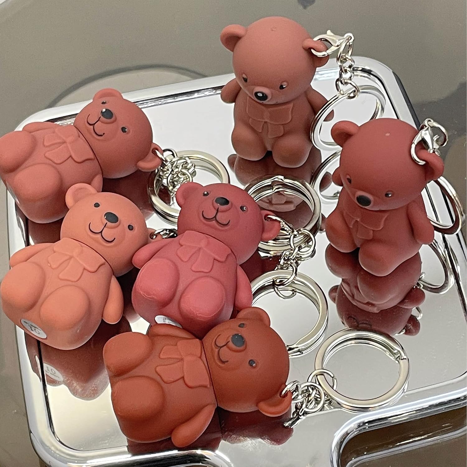 6-Piece Cute Bear Keychain Liquid Lipstick Set – Mist Matte Velvet Finish, Moisturizing Lip Stain, Waterproof &amp; Long-Lasting Lip Gloss (6 Colors) image 1