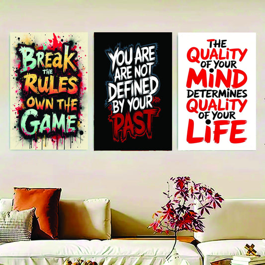 Set Of 3 Motivational Sticky Canvas Frames For Wall Decore / Sticky Phototiles image 0