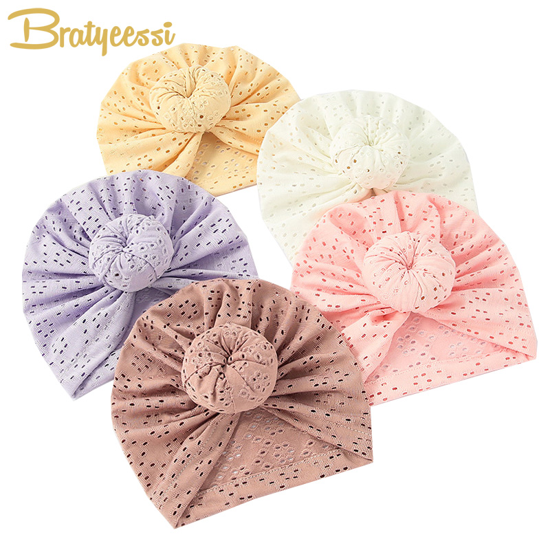 New Summer Baby Turban Hat Hollow Toddler Beanie Baby Hat for Girls Accessories Infant Bonnet Kids