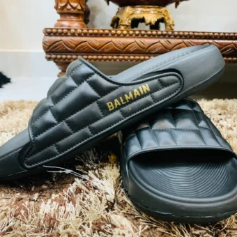 Balmain Men’s Thick Bottom Comfortable Cool slippers Black Brown Grey Color