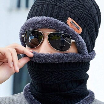 Head & Neck Cap Beanies Combo - woolen winter beanie cap with neck warmer muffler for men and women(random color)