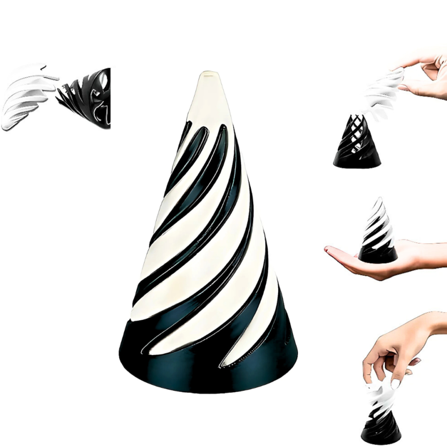 3d Rotating Spiral Cone Fingertip Printed Toys | Fidget Toy for Relief of Stress and Anxiety (Black & White) - Image 6