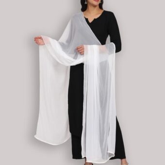 Plain Crinkle Chiffon Dupatta White
