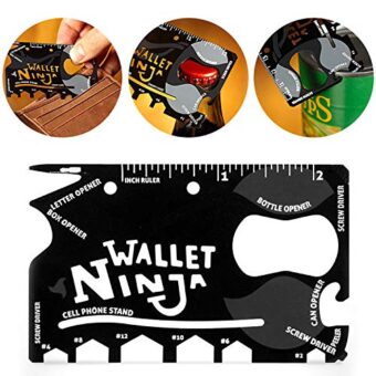 Ninja Wallet 18 in 1 Multifunction Survival Tool Outdoor Screwdriver, Bottle Opener, cell phone stand Stainless Steel (random color)