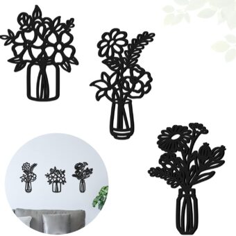 Home Decor Flower Wooden Wall Decor Home Wall Art(Black)