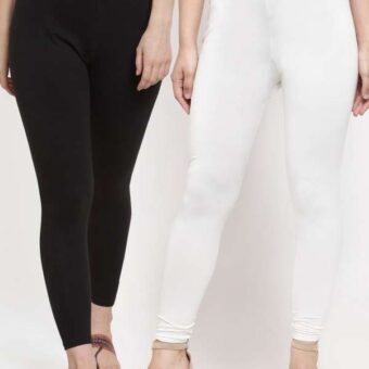 (Pack of 2 Tights)  white and black Tights Flexible and Stretchable for Women