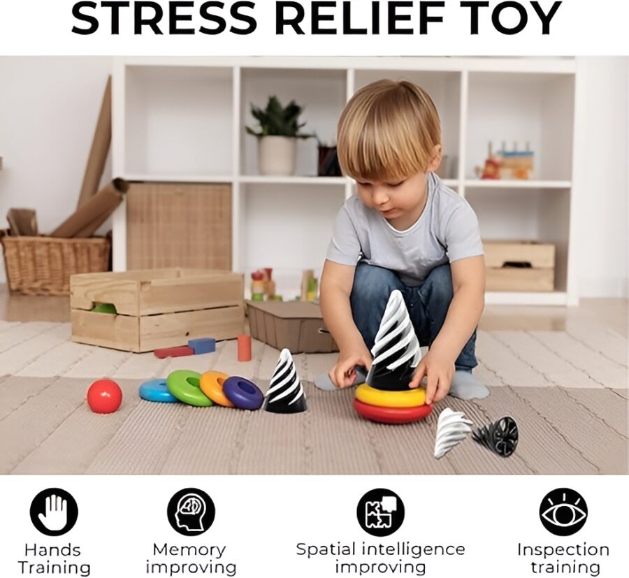 3d Rotating Spiral Cone Fingertip Printed Toys | Fidget Toy for Relief of Stress and Anxiety (Black & White) - Image 10