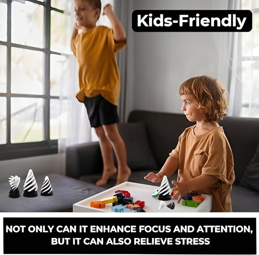 3d Rotating Spiral Cone Fingertip Printed Toys | Fidget Toy for Relief of Stress and Anxiety (Black & White) - Image 9