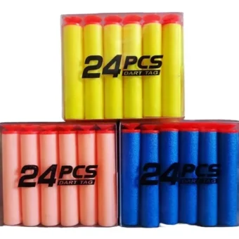 24 Pieces Soft Nerf Dart Stick-On Foam Nerf Bullets Nerf Canon Blasters Refill Darts - Multicolor Random Colors