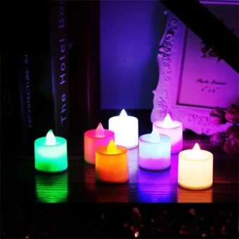 12 Pcs Led candles Colorful LED Candles Lights Battery Operated Flameless Tealight Fake Candles Lamp