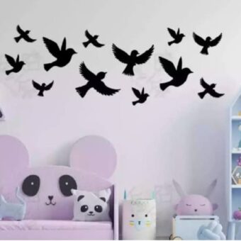 Wall Art Wooden Sparrow For Wall Decor Different Sizes - Pack Of 12 PCS