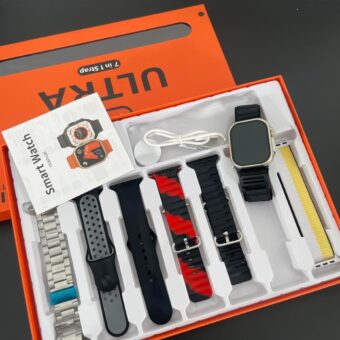 7 In 1 Ultra Smart Watch Series 8 Wireless Charging 7 Straps   (Random color)