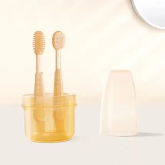 Baby Silicone Toothbrush Set Baby Oral Tongue Cleaner Infant Newborn Tongue Cleaning Brush Kids Tongue Scraper Cleaner