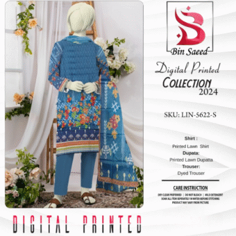 "Bin Saeed  Digital printed collection"  3pcs Lawn | Unstitched Collection Casual Wear