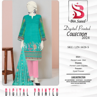 "Bin Saeed  Digital printed collection"  3pcs Lawn | Unstitched Collection Casual Wear