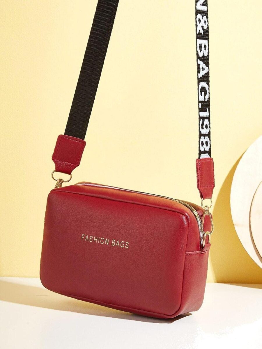 PU Leather  Wide Strap Crossbody Bag Simple Style Small Shoulder Bags for Women - Image 6