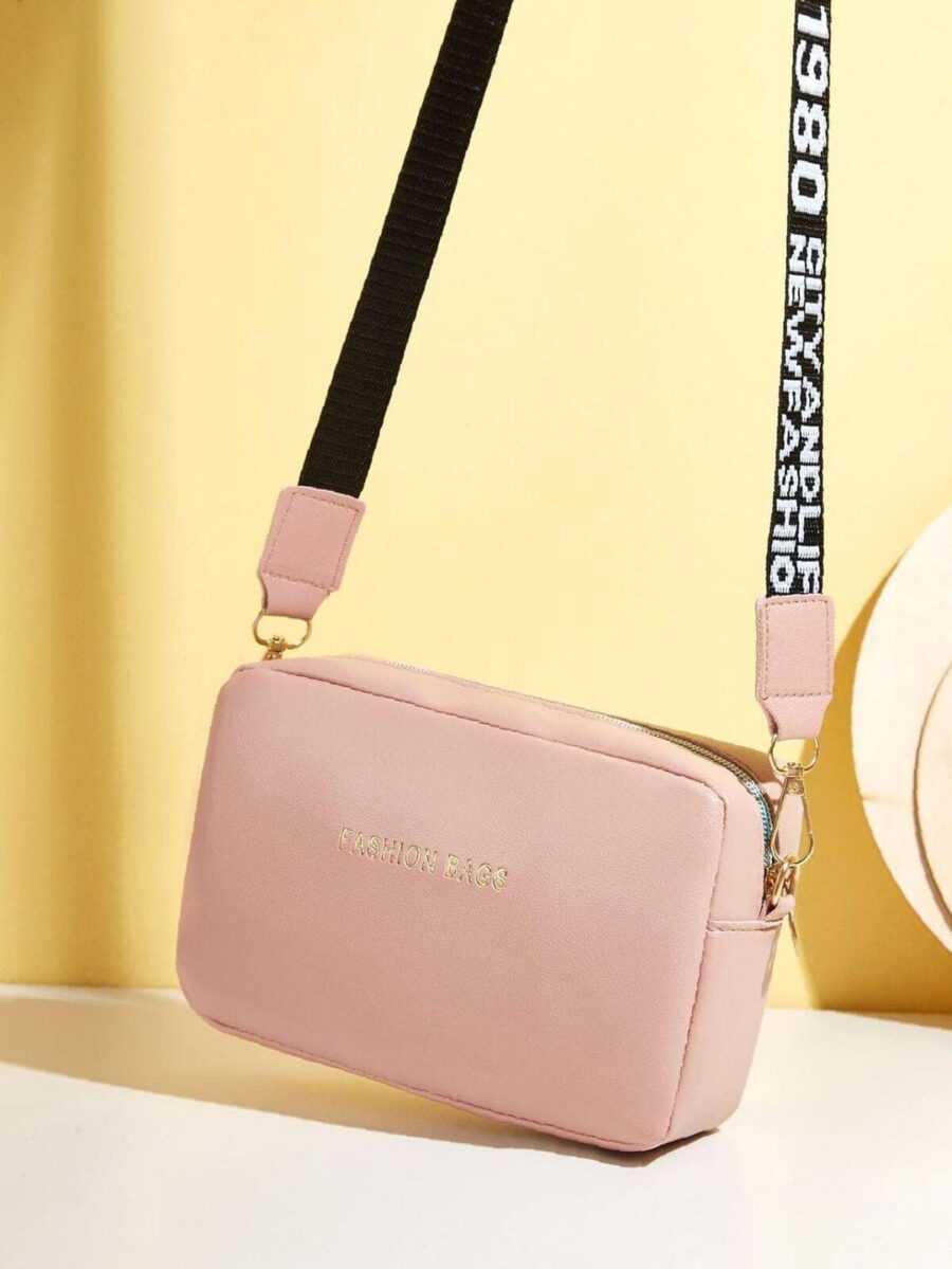 PU Leather  Wide Strap Crossbody Bag Simple Style Small Shoulder Bags for Women - Image 9