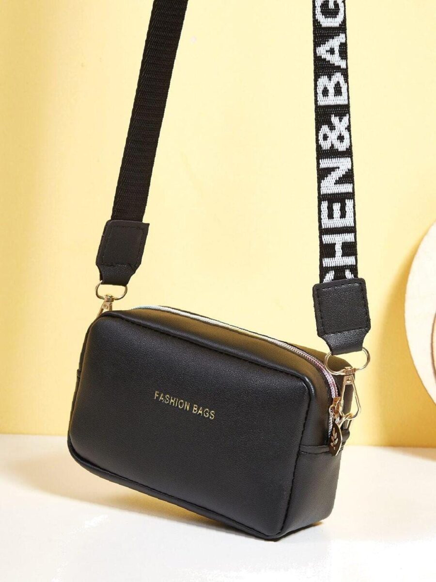 PU Leather  Wide Strap Crossbody Bag Simple Style Small Shoulder Bags for Women - Image 8