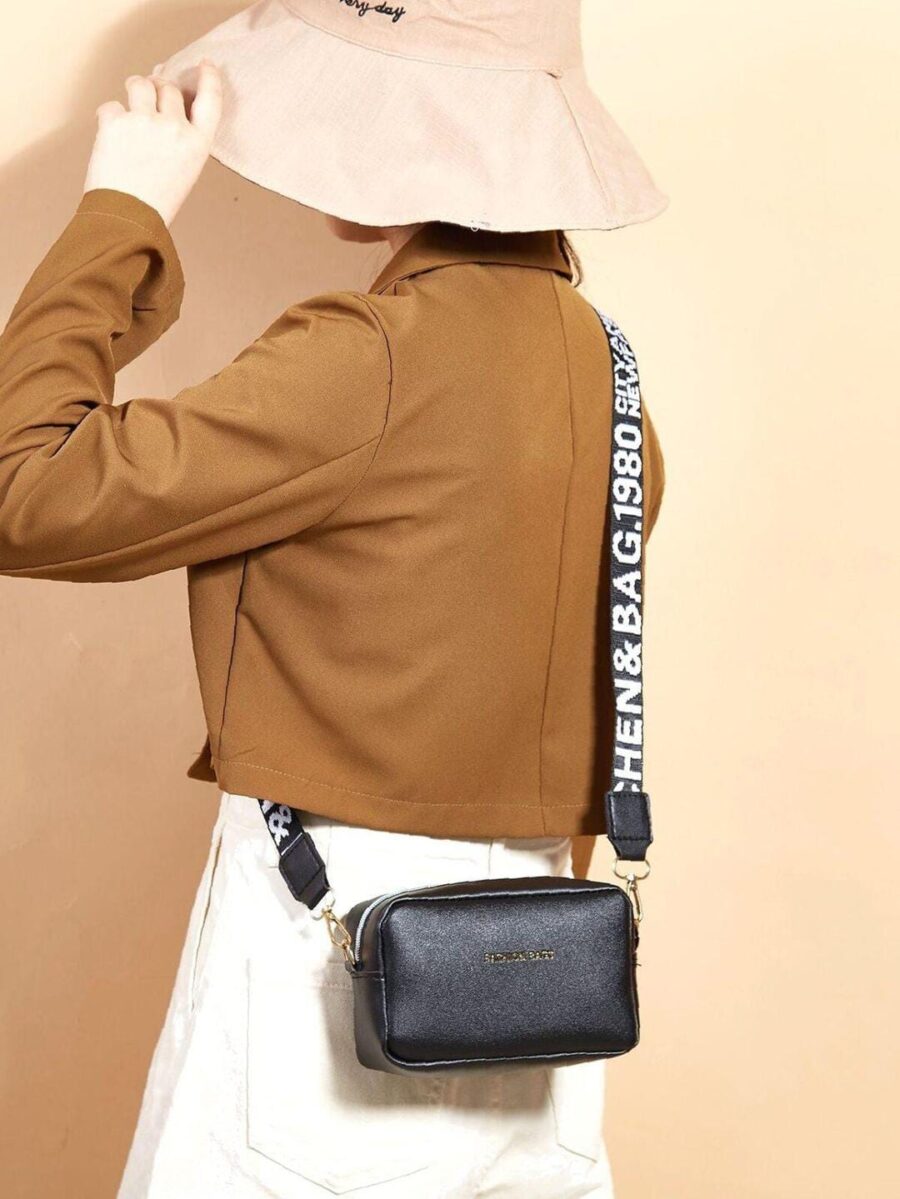 PU Leather  Wide Strap Crossbody Bag Simple Style Small Shoulder Bags for Women - Image 11