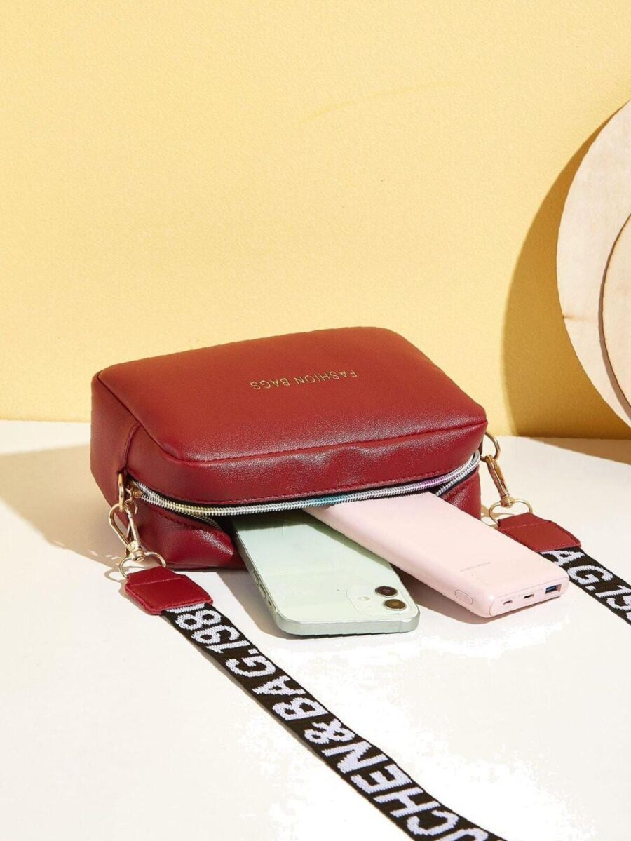 PU Leather  Wide Strap Crossbody Bag Simple Style Small Shoulder Bags for Women - Image 13