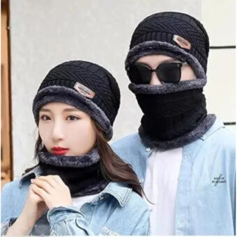 Head & Neck Cap Beanies Combo - woolen winter beanie cap with neck warmer muffler for men and women