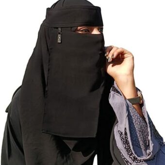 Chiffon Saudi Locket Niqab  A1 Quality  (Black)(Random Locket )