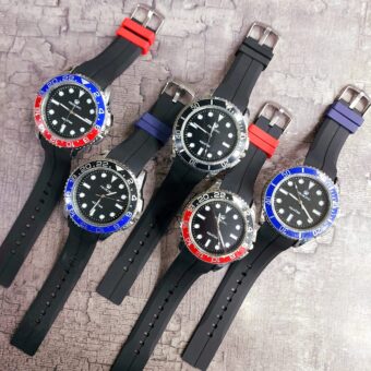 rolex Stylish Watch Adjustable Silicon Black Strap (Random Color)