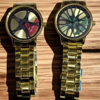 Golden Ferarri Rim watch for mens  (Golden chain with random mix dials)