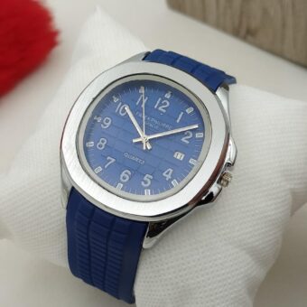 AA1 patek philippe geneve Stylish Watch silicon strap silver dial