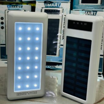 Imported 20,000mAh Solar and USB Chargeable Power Bank with LED Flashlight