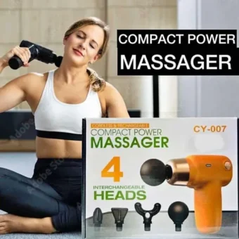 4 in 1 Compact Gun Massager | 5 Speed Levels | Portable Rechargeable Handheld Muscle Pain Reliever Device (Random color)