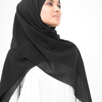 Black chiffon  staller  burkha hijab with stone work (random stone work )